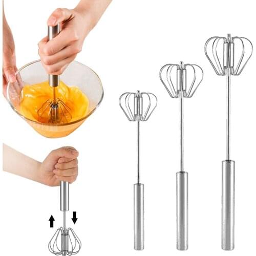 Semi-automatic Egg Beater 304 Stainless Steel Egg Whisk Manual Hand Mixer Self Turning Egg Stirrer Kitchen Accessories Egg Tools