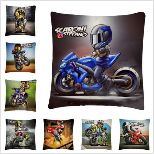 Stimulating Sports Motorcycle Pattern Linen Cushion Cover Pillowcase Home Sofa Car Decoration Pillowcase45X45 Cm