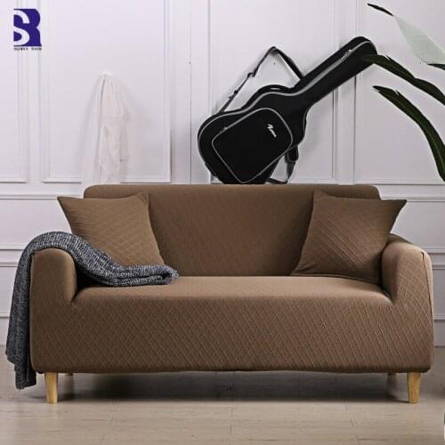 SunnyRain 1-Piece Jaquard Brown Three Seat Sofa Cover Sofa Slipcovers for Living Room Couch Sover Elastic
