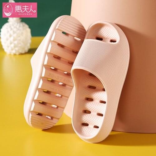 High heel leaky slippers womens thick soled summer bathroom bath home indoor anti-skid home hollow mens slippers