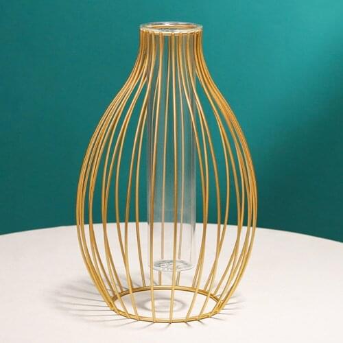 Vase For Home Kitchen Office Table Decor Beautiful Glass Spreading Iron Flower Stand Gold Gift Metal Plant Holder