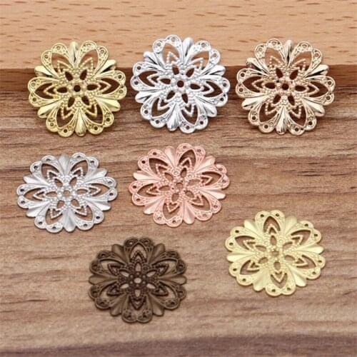 BASEHOME 20pcs/lot Vintage Flower Motif Charms Necklace Pendant DIY Necklace Bracelet Jewelry Findings Making Craft