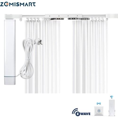 Zemismart Smartthings Control Z-wave Motorized Slide Shade Motor With Curtain Track And Wall Switch Customized App Control
