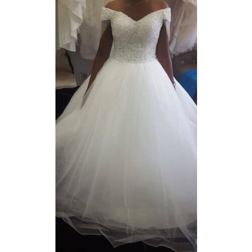 Elegant Sweetheart Corset Wedding Dresses With Crystal Vestidos De Novia White/Ivory Tulle Customized Ball Gown Bridal Gown 2021