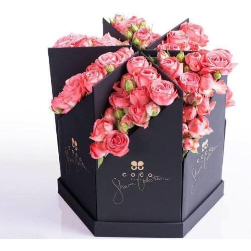 1box Birthday Flower Shop Valentines Day Gift Box Creative Flower Box Hexagonal Flower Arrangement Box Flower Packing Box
