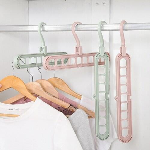 1pcs Nine-hole Hanger Multifunctional Rotating Magic Hanger Folding Clothes Storage Rack To Save Space Hook Up