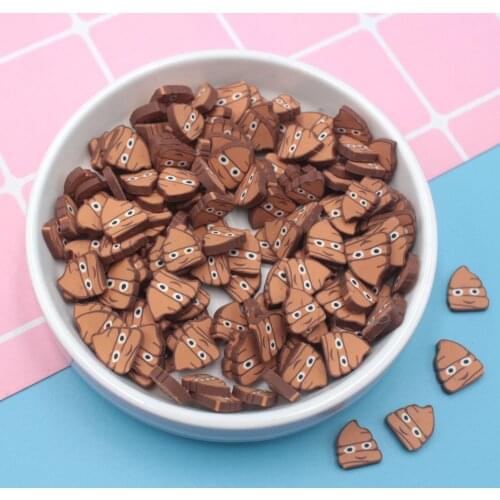 100g/Lot Polymer Clay Cartoon Feces Slices Funny Image Sprinkles for DIY Crafts Filling Accessories