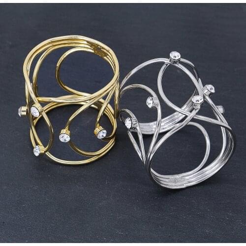 12Pcs Cross Gold Silver Crystal Napkin Rings Wedding Festival Decoration Metal Napkin Holder Table Napkins Party Supplie