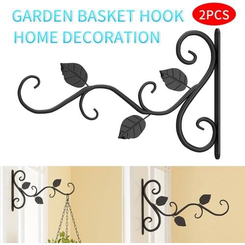 2 Pcs Hanging Plants Bracket Wall Hanging Flower Pot Support Bracket Hook Iron Hanger Plants Holder Balcony Home Decoration