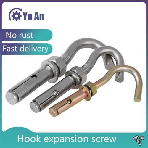 304 Stainless Steel Expansion Screw Hook Expansion Hook Well Cover Inspection Well Net Pull Explosion Hook M6m8m10m12 5Pcs