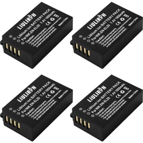 4Pcs 7.4V 1600mAh EN-EL20 EN EL20 ENEL20 Camera Battery for NIKON 1 J1 J2 J3 S1 AW1 Coolpix A PM006 CAMERA S S1