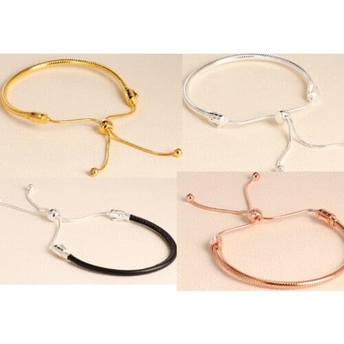 Free Shipping Authentic 925 Sterling silver Moments Slider Bracelet Fit Original Charms For Women DIY Jewelry Slider Bangle