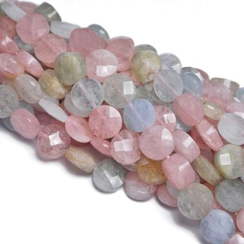 Natural Morganite Morgan Stone Coin Heart Faceted Spacer Beads For Jewelry Making 15" Strand DIY Accessorries Women Bead Gifts