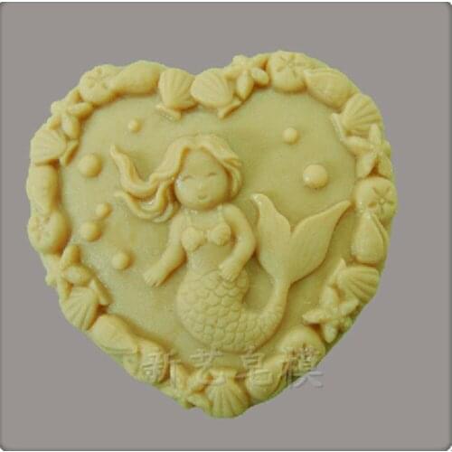 Mermaid Design Silicone Soap Mould Heart Shape Silicone Mould for Soap Making Scented Wax Mold Gypsum Resin Decorating Molds