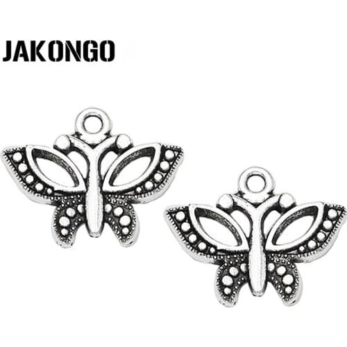 40pcs Antique Silver Plated Butterfly Charms Pendants for Bracelet Jewelry Making Accessories DIY Handmade 15x19mm