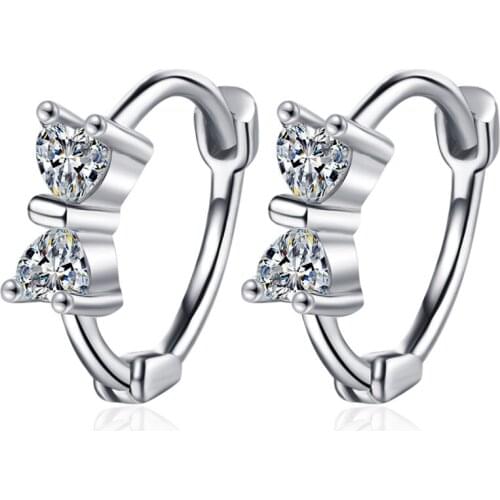 Elegant Lovely Bowknot Hoop Earrings White Zircon Earrings for Women Jewelry Accessories