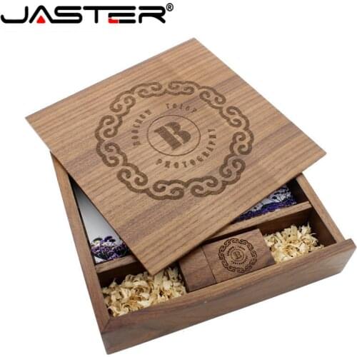 USB 2.0 Flash Drive Maple Wood Box High Speed 128GB Stick Pen Drive Pendrive 64GB Photography Wedding Gift Free LOGO