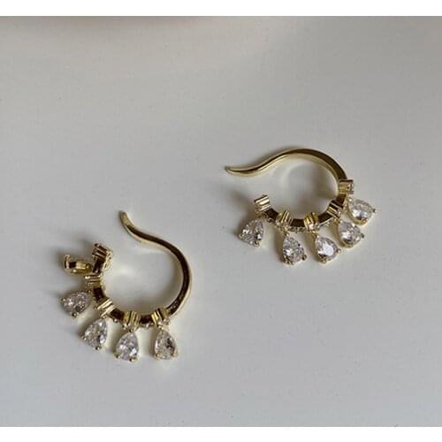 France&Korean Gold U Pin Clip on Earrings Full Crystal Fake Earrings without Piercing Earcuff Women Fashion Jewelry