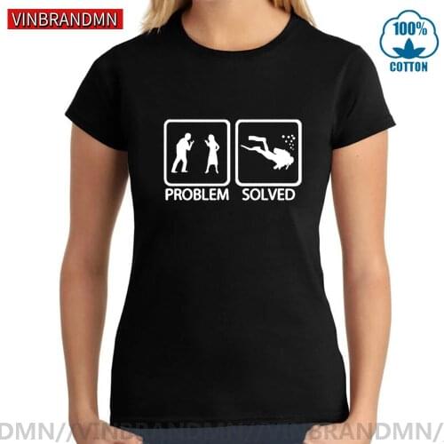Problem Solved Tshirt Scuba Diving T-Shirts Graphic Short Sleeve Diver Gifts T Shirt Lady Wife Funny Brand Tops Women Humor Tees