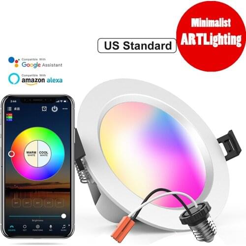 Smart Downlight WiFi LED Recessed Drywall Lighting, Ceiling Down Lighting Voice Control via Alexa Google Assistant Siri, RGBCW