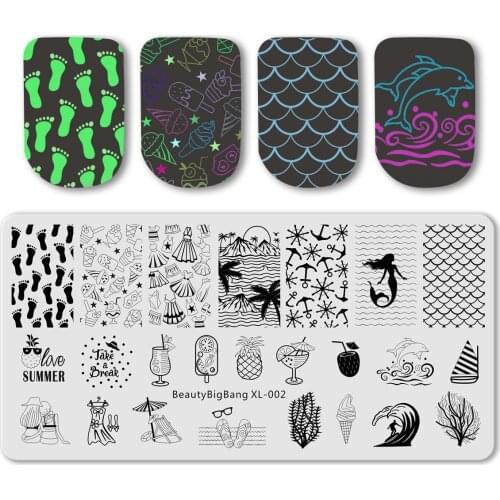 Beauty Bigbang Nail Art Stamping Plate Lemon Juice Fish Scale Image Vintage Stainless Steel Nail Art Stamping Template XL-002