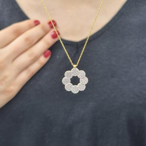 Round 925 Sterling Silver, Gold, Rose Plated Zircon Necklace For Women Girls Handmade Fashion Jewelry Elegant Minimalist