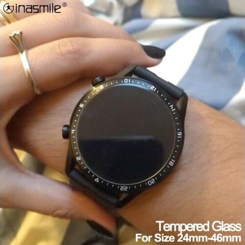 Diameter 24mm-46mm Round Screen protector cover for Samsung galaxy for Garmin watch series Tempered Glass film for Huawei watch