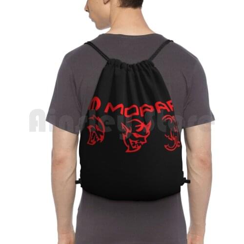 Mopar Logo Backpack Drawstring Bags Gym Bag Waterproof Demon Challenger Hellcat Mopar Mopar Or No Car Super Car Muscle
