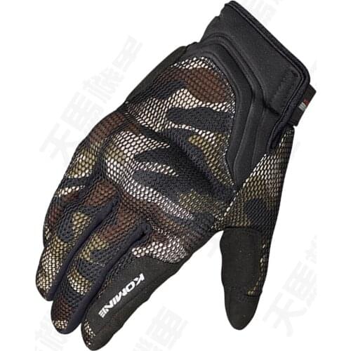 Motorcycle Komine GK194 3D Mesh Gloves Touch Screen Motorbike Guantes Moto Scooter Riding Brown Camo Luvas Mens