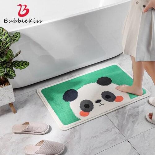 Bubble Kiss Cute Cartoon Animal Pattern Carpet Soft Imitation Cashmere Bedroom Bedside Area Carpet Absorbent Non-Slip Door Mat