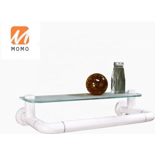 Wall Mounted Glass Bathroom Shelf With Towel Bar