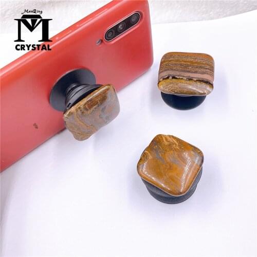 Natural Tiger Eye Crystal Stone Mobile Phone Holder Pink Healing Quartz Gemstone Mobile Phone Decoration