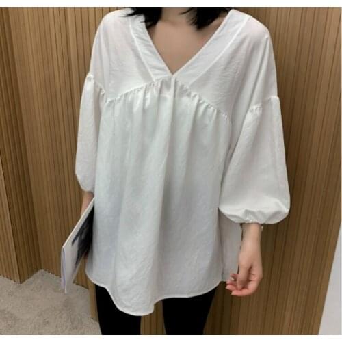 New Womens Blouse Summer Tops Femme Spring Women Shirt White Long Sleeve Cotton Girls Women Blouse Plus Size Blusas Solid Loose