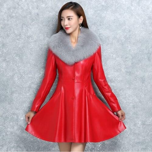 2021 New Winter Womens Fur Jackets, Womens Thick Cotton Lining, Womens Long Coats, Imitation Fox Fur, Slim Womens Jackets