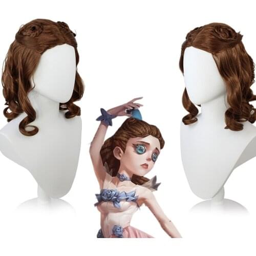 Fifth Personality Perfumer Hong Lingyan Cos Wig Mid-point Style Brown Curly Hair Game Role-playing Wig Anime Accessories