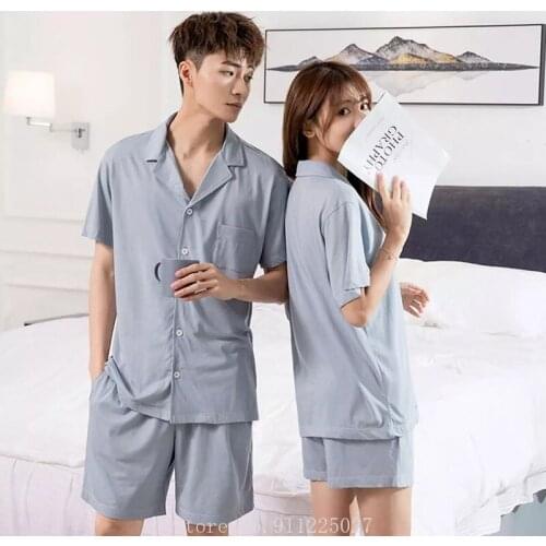 Xiaomi Loose Leisure Cotton Pajama Sets Men Woman Summer Short Sleeve Tops Shorts Home Suit Sleepwear Long Sleeve Nightwear