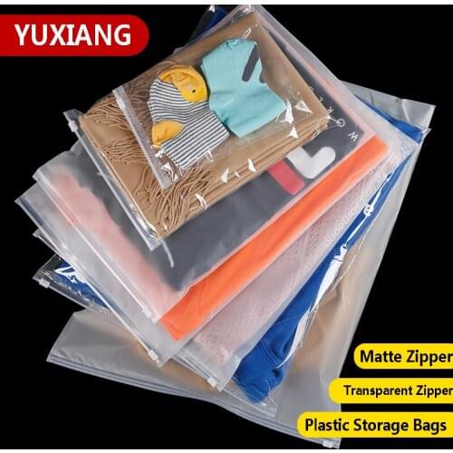 50pcs Plastic Storage Bag Matte Zip Lock For Travel Baggage Waterproof Shoes Bag for Cloth Storage Printing Made Logo