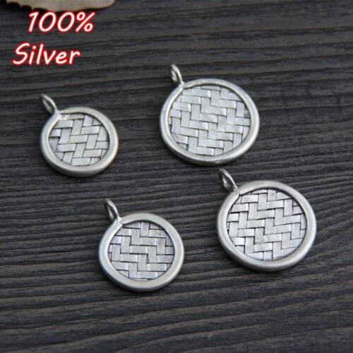 Charm Pendant Fits For Necklace Or Bracelet 925 Sterling Silver Color Mesh Charm DIY Jewelry Accessories