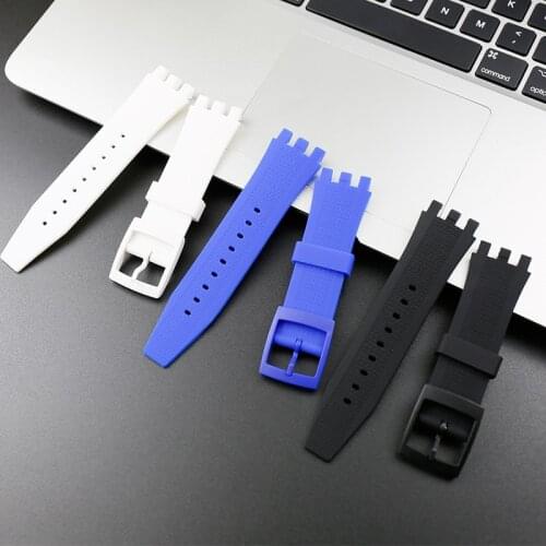 Silicone strap mens pin buckle watch accessory wristband for Swatch mechanical series SVGK402 403 SVGB400 sports rubber strap