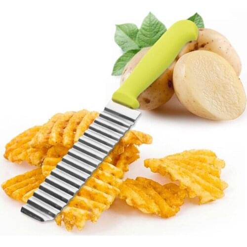 Corrugated Potato Cutter Kitchen Accessories Easy Slicing Stainless Steel French Fries Wave Knife Potato Chopper WB445