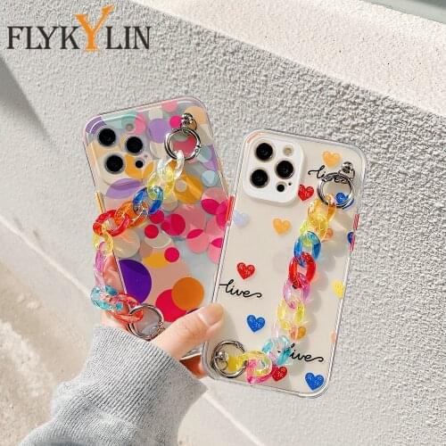 Couple Love Heart Bracelet Phone Cases For iPhone 12 Pro Max Mini 11 Pro Max X XS XR 7 8 Plus SE 2020 Chain Soft Silicone Cover