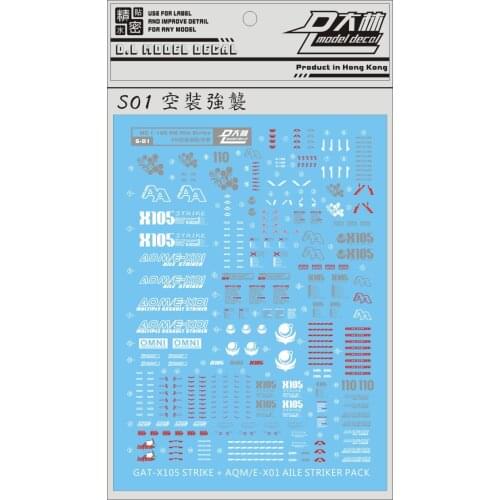 S01 DL Gundam MG 1/100 STRIKE Decal Sticker Model Tool