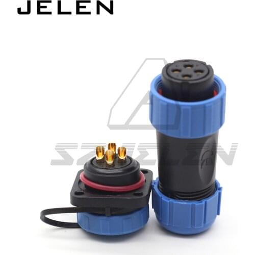 SP21 waterproof connector plug(female) and socket(male) with flange 4 hole IP68 2 pin 3/4/5/6/7/8/9/10/12Pin