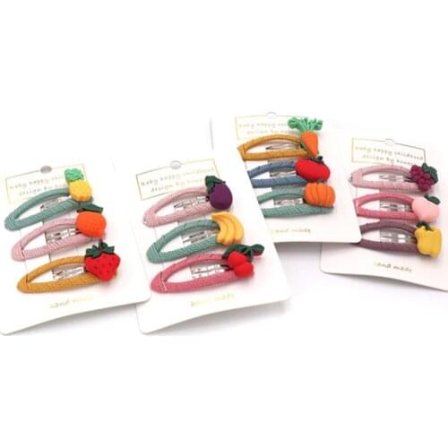 3Pcs/Set Fashion Hair Accessories Hair Clips for Girls Kids Cartoon Vegetable Fruit Hairpins Children Simulation Fruit Hairgrips