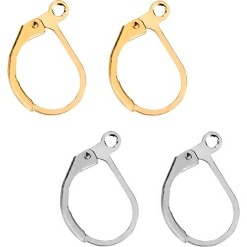 20pcs 11*16mm Stainless Steel Hook Clip Earrings Clasps & Hooks Material Wire Settings Base Hoops Supplies For DIY Jewelry