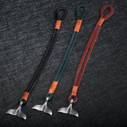 Luxury Brand Unique Design Real Rope Leather Bracelets For Women Gifts Charms Metal Whale Tail Bangles Bracelets Men Jewelry Top