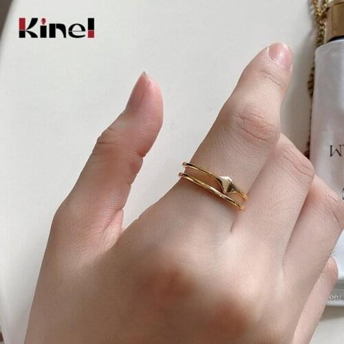 Kinel S925 Sterling Silver Rings for Women Fashion Double Adjustable Ring Women Open Party Rings Simple Jewelry Birthday Gift