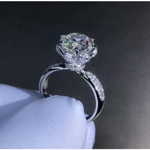 Bling Flower shape 3ct Lab Diamond Ring 925 sterling silver Engagement Wedding band Rings for Women Bridal Fine Party Jewelry
