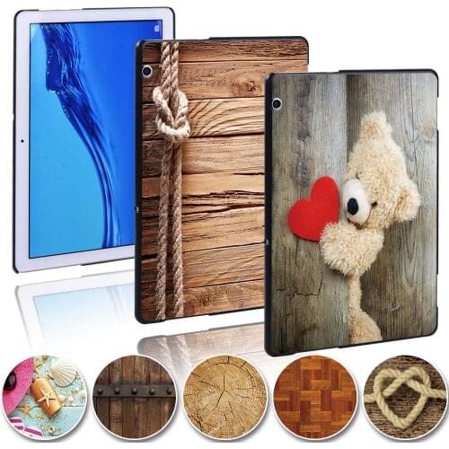 Hard Shell Back Case for Huawei MediaPad M5 Lite 8/T5 10/T3 8/T3 10 8 9.6 10.1 Inch - Anti -cratch Slim Wood Pattern Tablet Case
