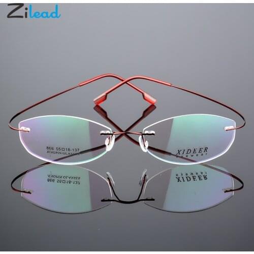 Zilead Titanium Alloy Elastic Glasses Frame Spectacles Super Light Glasses Silicone Soft Nose Rest Plain Glasses For Men Women